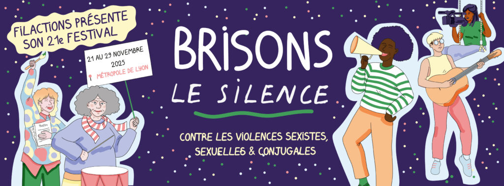 Bannière du festival Brisons le Silence pour la prévention des violences faites aux femmes à Lyon