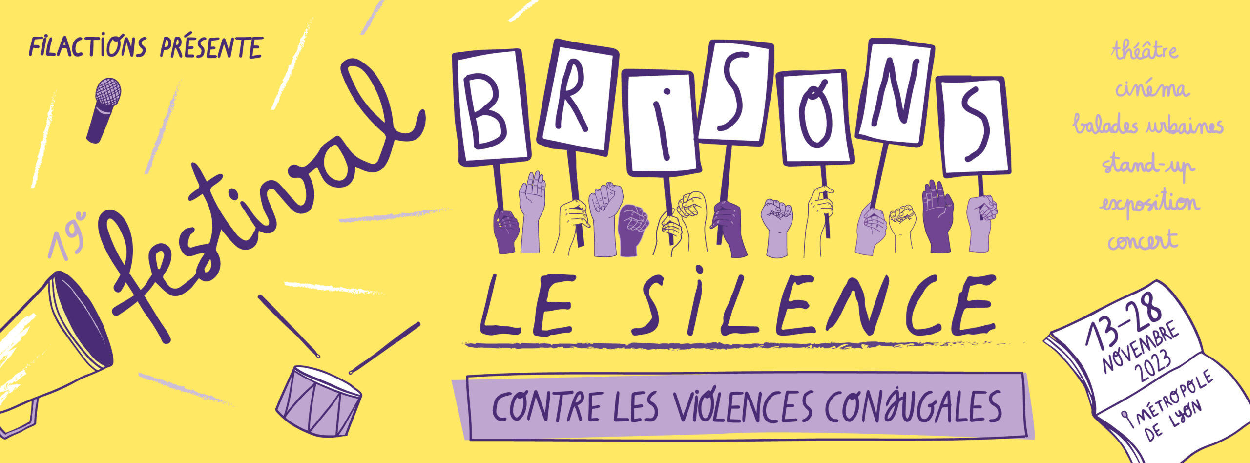 Bannière du programme 2023 du festival Brisons le Silence à Lyon