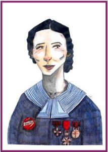 Portrait dessiné de France Pejot, résistante lyonnaise, portant ses médailles – Balades Urbaines