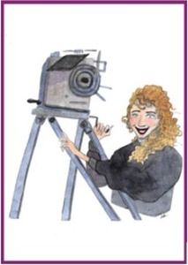 Portrait dessiné d’Alice Guy, première réalisatrice de l’histoire du cinéma, derrière sa caméra – Balades Urbaines